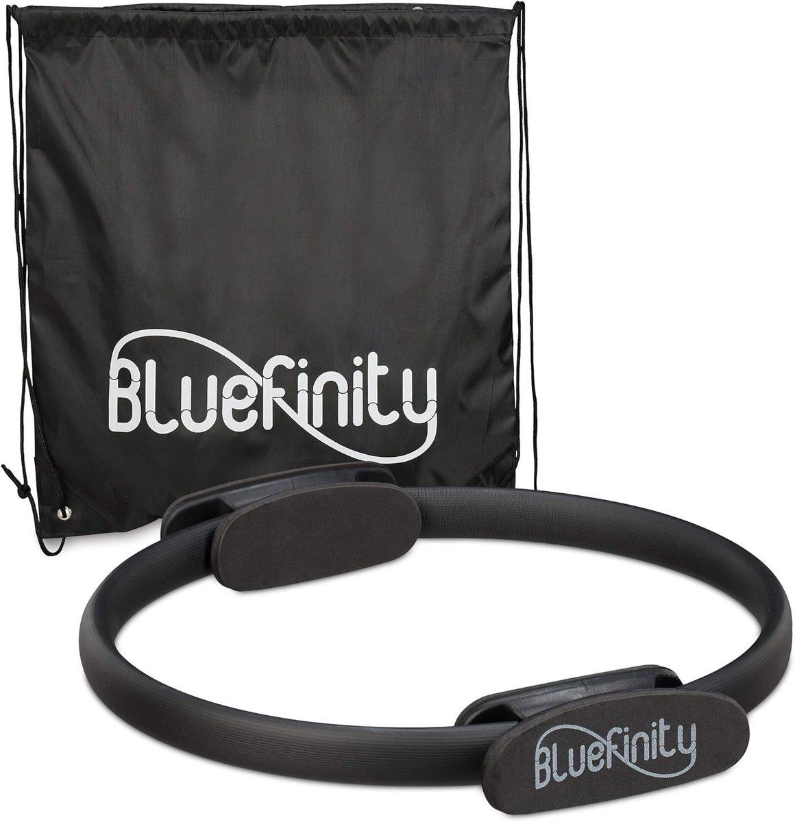 SnelShoppen - Bluefinity Pilates Ring Zwart met Dubbele Handvatten - Fitness Accessoire voor Weerstandstraining - Diameter 37 cm - Ideaal voor Yoga en