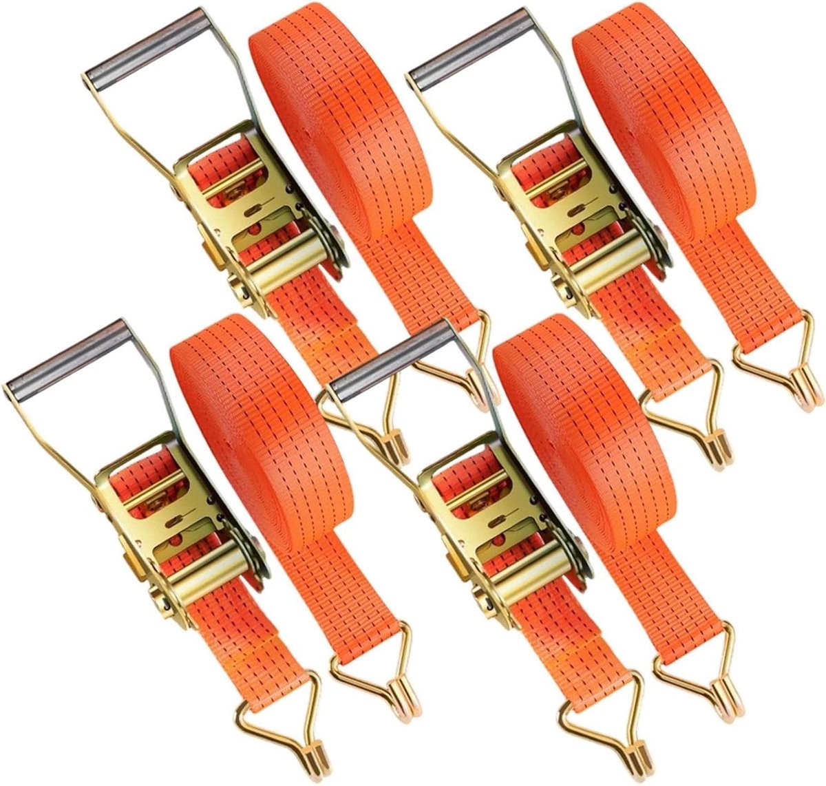 Spanbanden voor Aanhanger - Wielbevestiging Riemen - Voertuig Transport - Velgen Beschermend Systeem - 50 mm Breed - Zwart