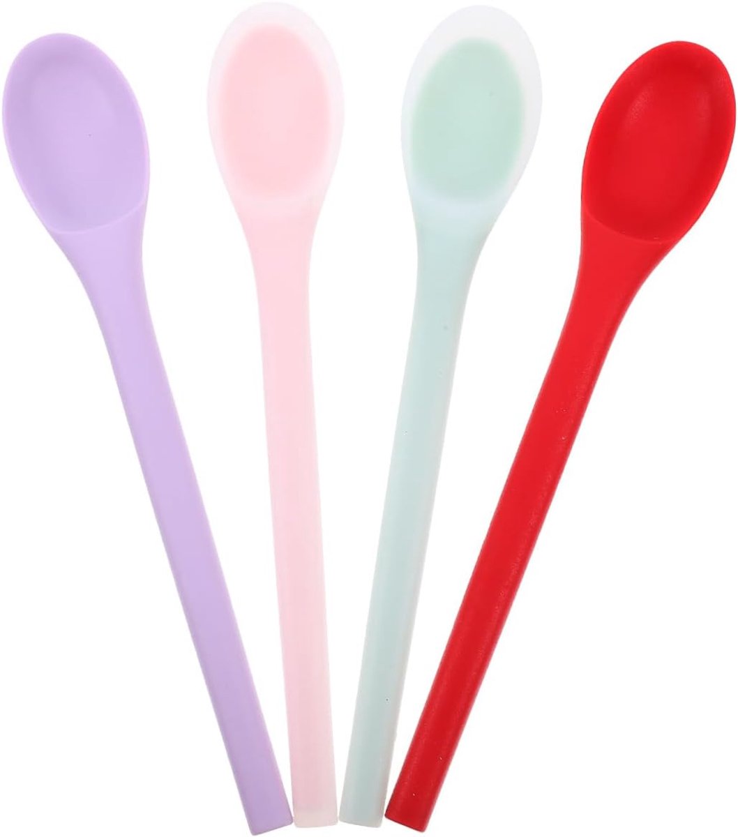 SnelShoppen - Set van 4 Siliconen Dessertlepels voor Keuken, Meng- en Serveerlepel, Antiaanbak Coating, Praktisch en Elegant, Keukenaccessoire