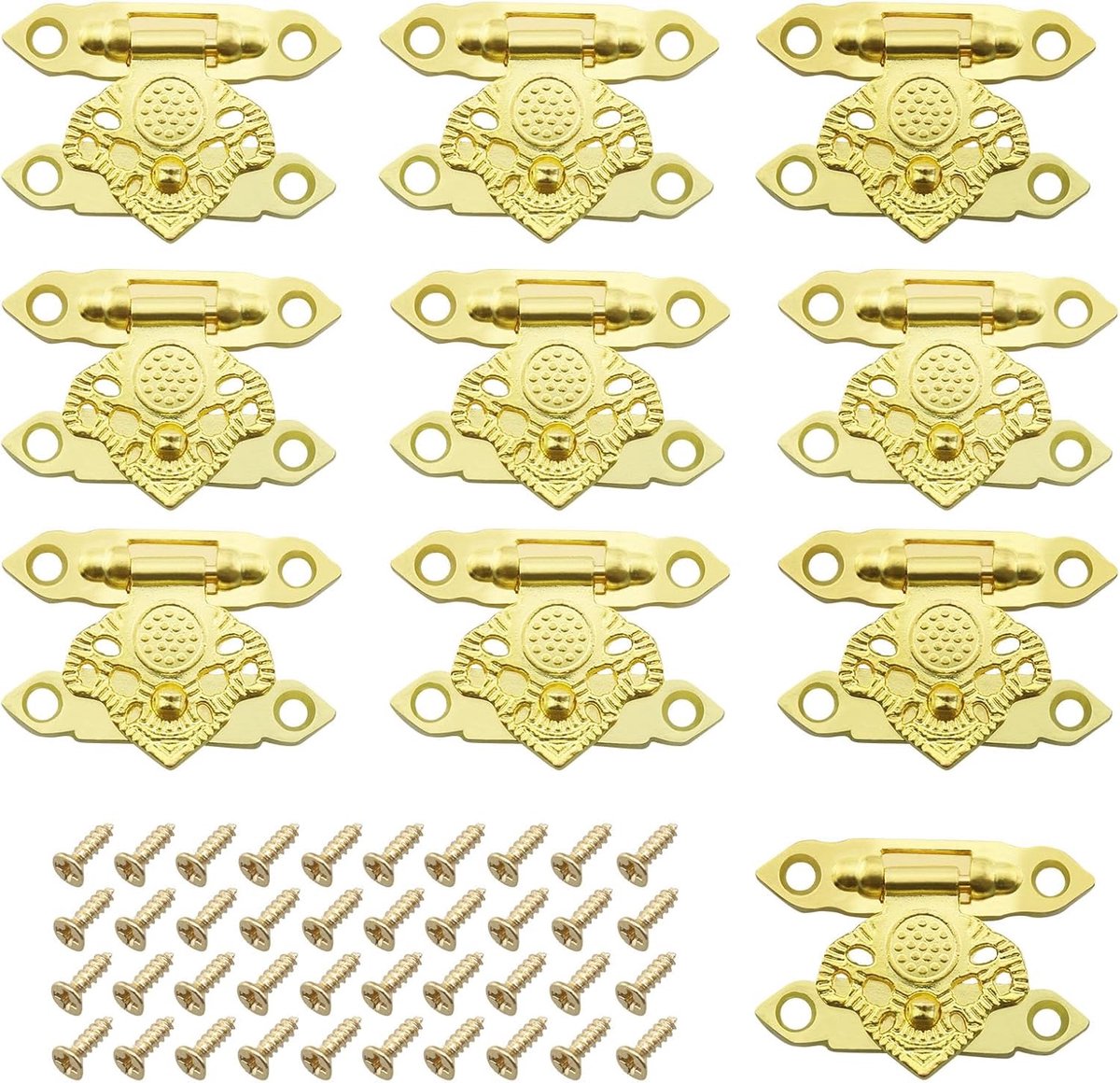 SnelShoppen - 10 Stuks Gouden Box Sluiting Decoratieve Hasp Latches Kleine Box Scharnieren Slot Antieke Haak Sluiting voor Houten Doos Lade Sieraden D