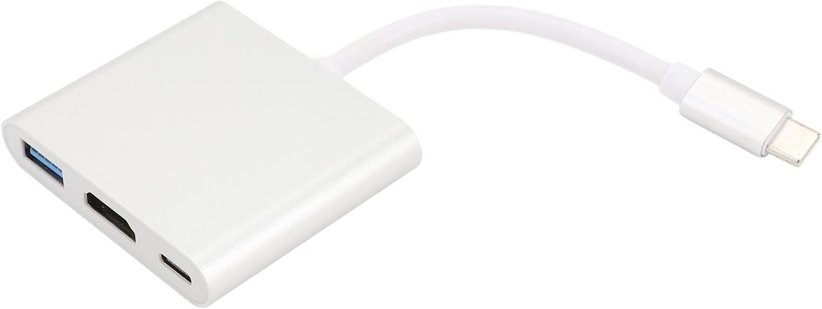 SnelShoppen - USB C naar HDMI Multiport Adapter, 3-in-1 USB C Hub met USB 3.0 Gegevenspoort, 4K HDMI Poort en PD Snelladen voor Laptop, Telefoon, Tabl