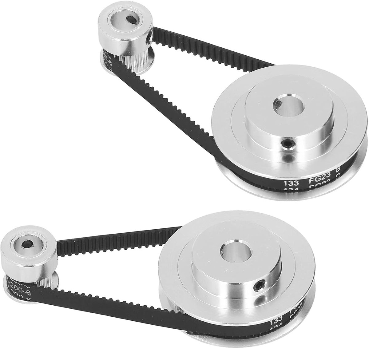 SnelShoppen - 2 Set Synchronisatie Wiel Stappermotor Pulley Kit Aluminium Timing Pulley met 2 Stuks Lengte 200mm Breedte 6mm Band voor 3D Printer (8mm