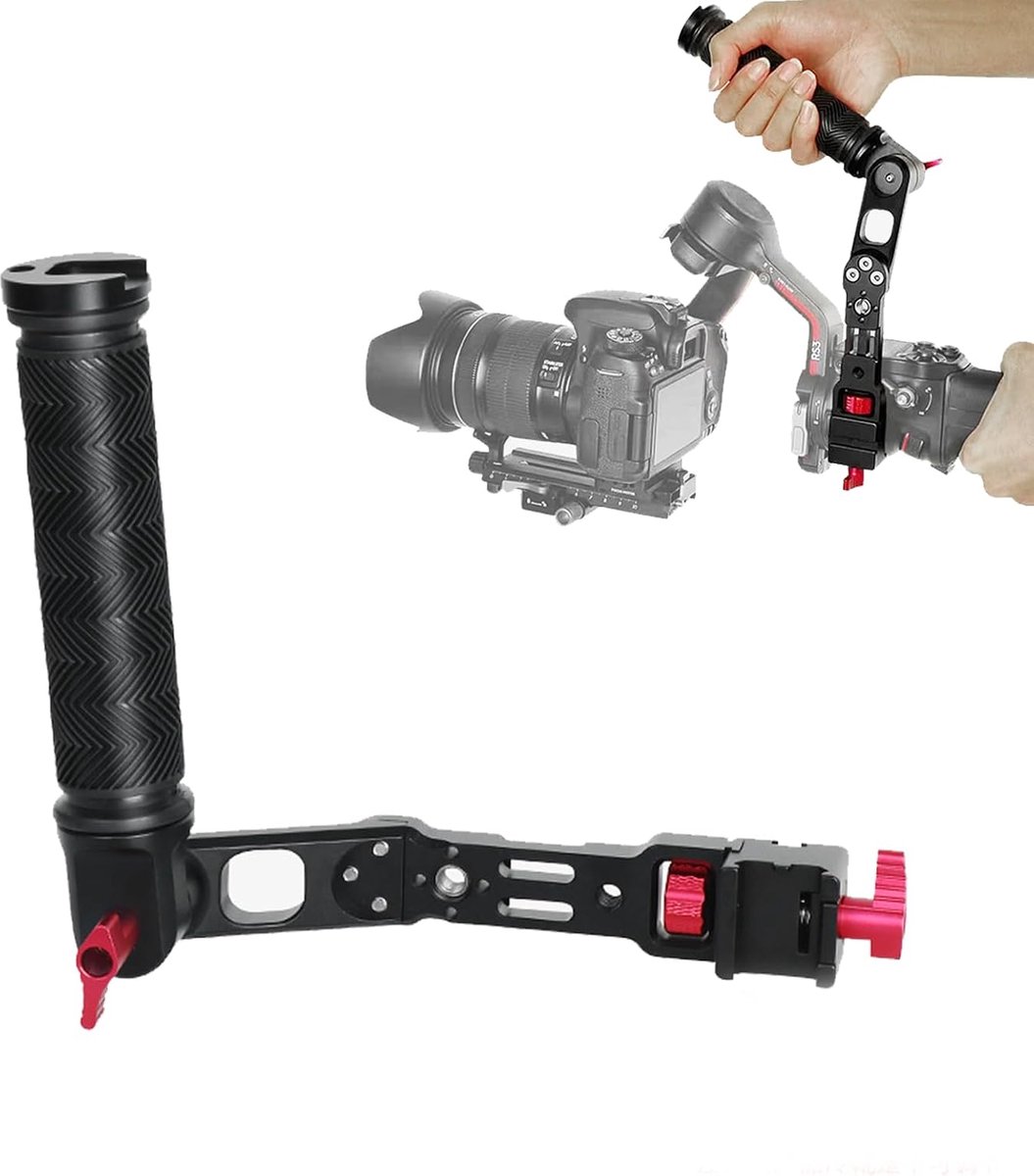 SnelShoppen - Side Handle voor RS2 RS3 RSC2, Aluminium Gimbal Stabilizer Steunhandgreep, Ergonomisch, Non-slip, 1/4 Inch Draad, Cold Shoe Bevestiging