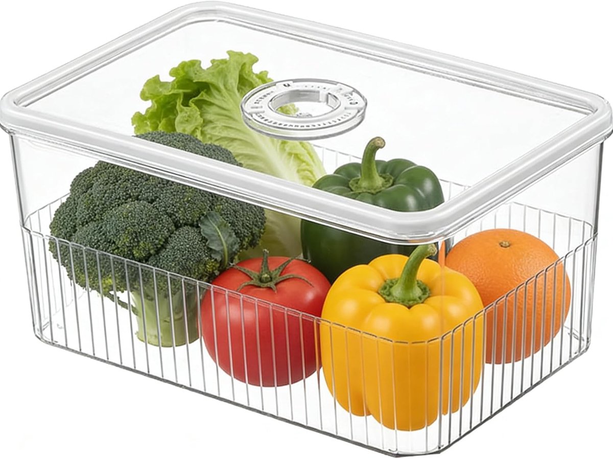 SnelShoppen - Food Storage Containers - Plastic Transparante Koelkast Opbergdozen met Afgedekte Deksel en Handvat - Fridge Organizer Bins voor Fruit e