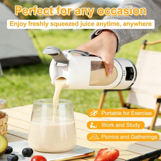 Draagbare Blender - Mini Mixer - Gezonde Dranken Maken - 12-Messen Systeem - 450 ml - Wit — afbeelding 2