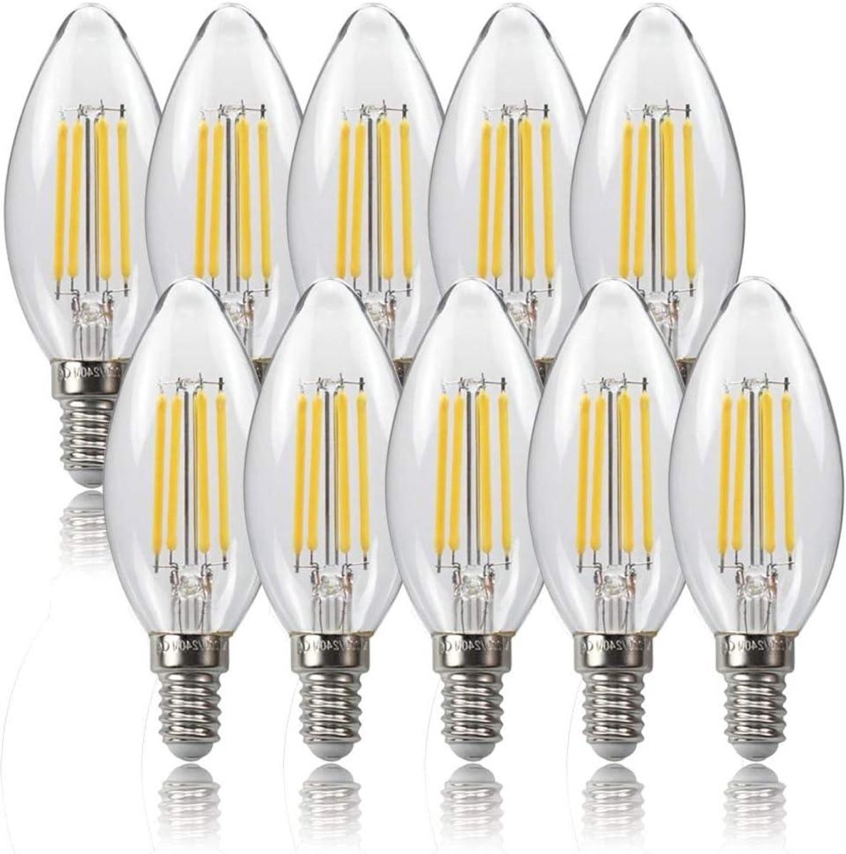 LED Kaarslamp - Edison Gloeilamp - Sfeerverlichting Creëren - Spiraalvormige Gloeidraad - E14 Fitting - Warm Wit