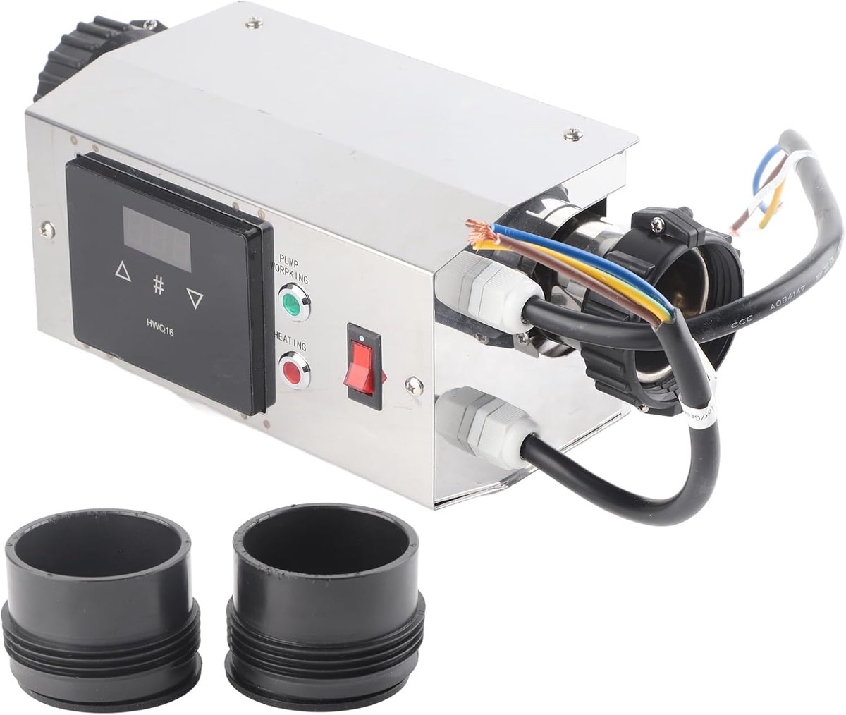 SnelShoppen - 2KW Zwembadverwarming Digitale Thermostaat voor Zwembad en SPA, RVS, Eenvoudige Installatie, 2155°C, Efficiënte Verwarming, Constant Tem
