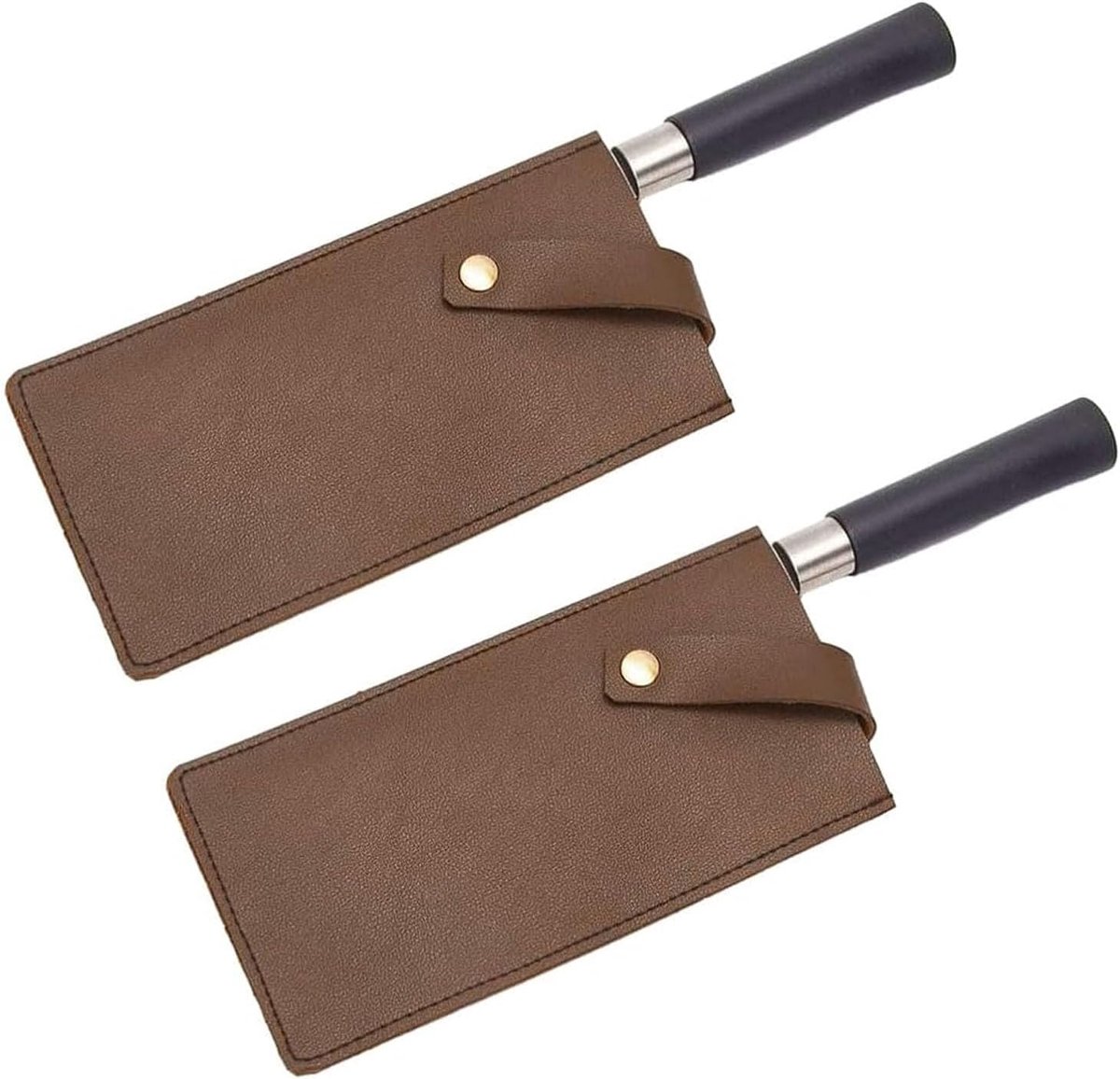 SnelShoppen - Chefmes Beschermhoezen Set van 2 - PU Leer - Retro Keukenmessen - Beschermhoezen voor Keukenmessen - Accessoires voor Thuis en Buiten -