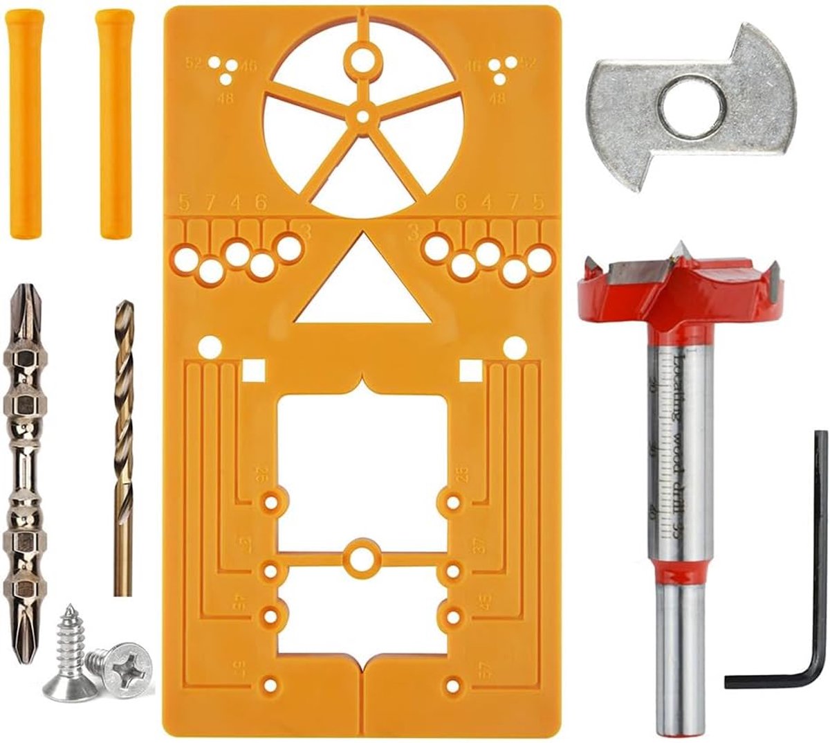 SnelShoppen - Concealed Hinge Jig 35mm - Hinge Mold met Accessoires, Hinge Opening Locator voor Keuken Kasten, Hinge Montageplaat en Hinge Gaten
