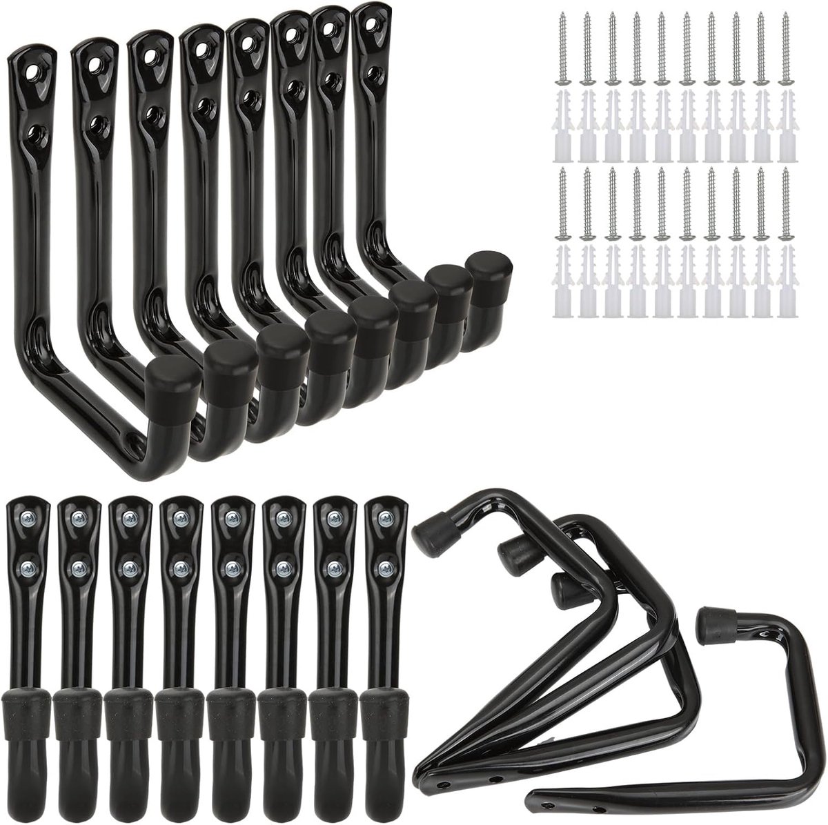 SnelShoppen - Pack van 20 Wandhaken, Universele Ladderhaken, 12 cm x 10 cm, Zware Kwaliteit 20 kg, Wandmontage voor Garage, Stalen Ladderopslaghaken,