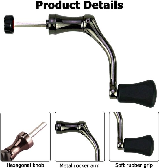 SnelShoppen - 2 Stuks Vissen Spinning Reel Handvat, Volledig Metaal Rocker Grip Visspinhendel voor Meeste Visspinnen van Snelshoppen — afbeelding 5