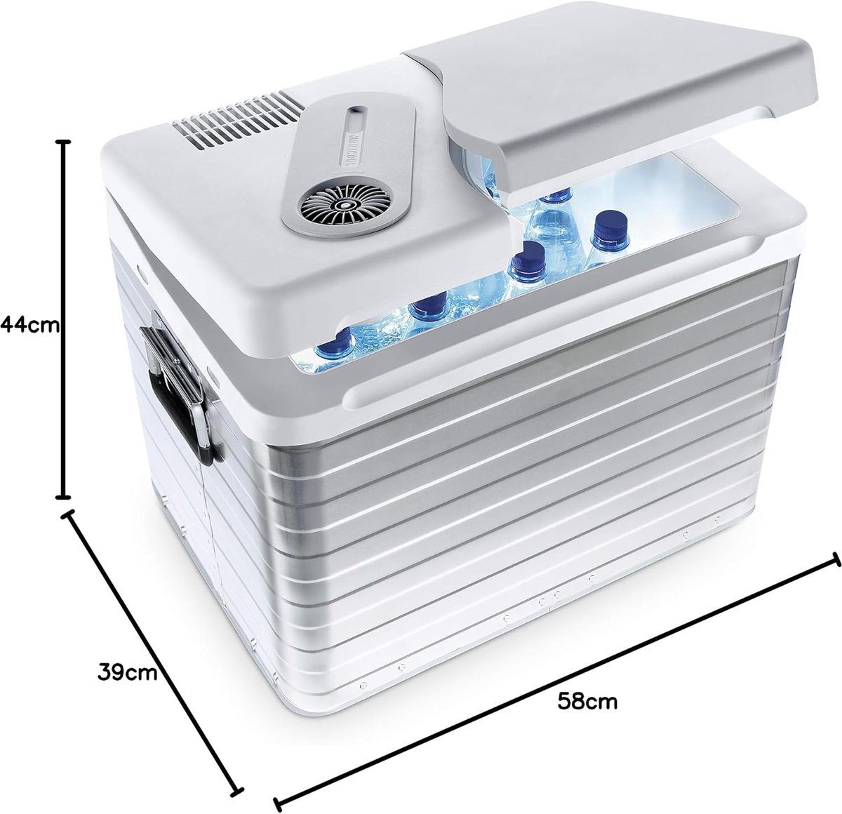 Elektrische Koelbox - Camping Koeler - Dranken Koelen - Aluminium Behuizing - 39 Liter - Zilver