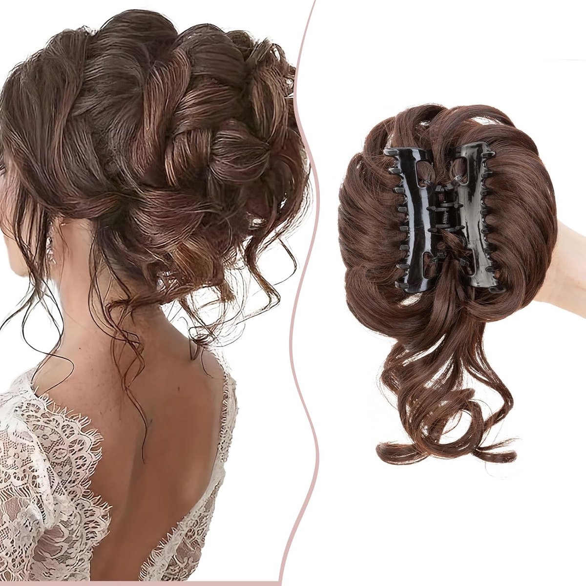 SnelShoppen - Haarstuk met Clip, Buns Haarstukken, Haarelastiek met Haarextensions, Staart, Vlecht, Updo, Volume, 100% Synthetisch, #M4