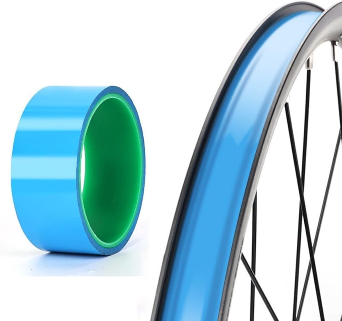 SnelShoppen - Robuuste velgtape voor tubeless banden, 10 meter, blauwe kleur, PET materiaal (32mm x 10m) voor fiets