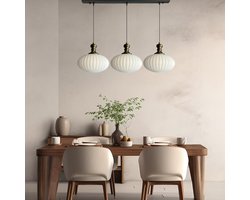 Bamyum Elegant hanglamp Ø30 cm, hanglamp vintage, industrieel van metaal en glas E27, woonkamerlamp hangend, eettafel, keukenlamp