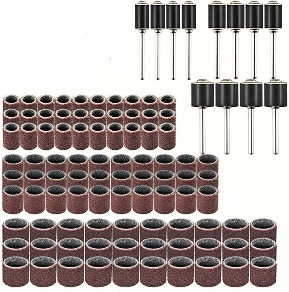 SnelShoppen - 90-delige Schuurring Set + 12-delige Schuurdrum, Rotatieve Schuurringen en Schuurdrums voor Schuren, Polijsten, Snijden, Boren en Graver