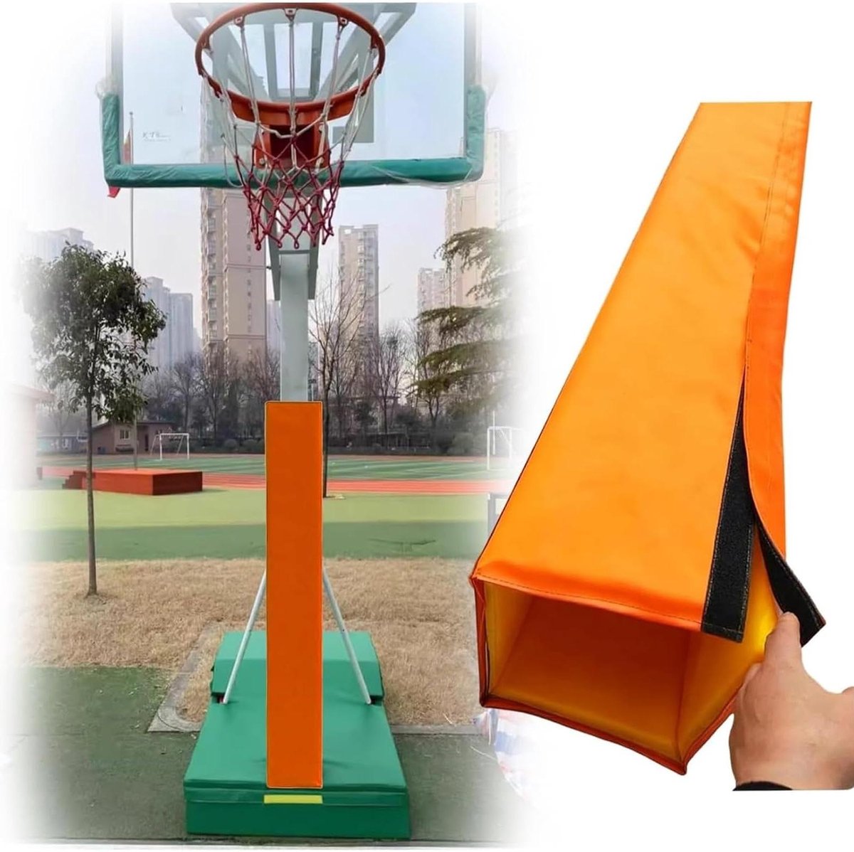 Vierkante Gym Wandpads - Veiligheidspads Kolomhoes - Botsingen Voorkomen - 4-zijdige Sponswikkeling - Niet gespecificeerd - Oranje