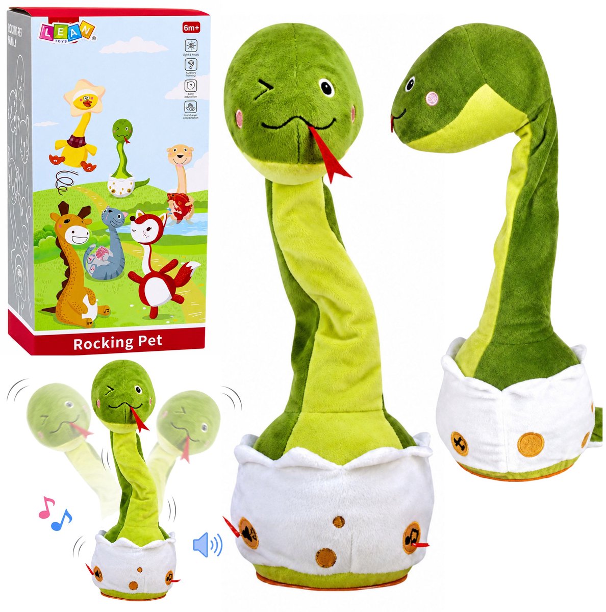 Pluche dansende slang interactieve muziekgeluiden mascotte groen