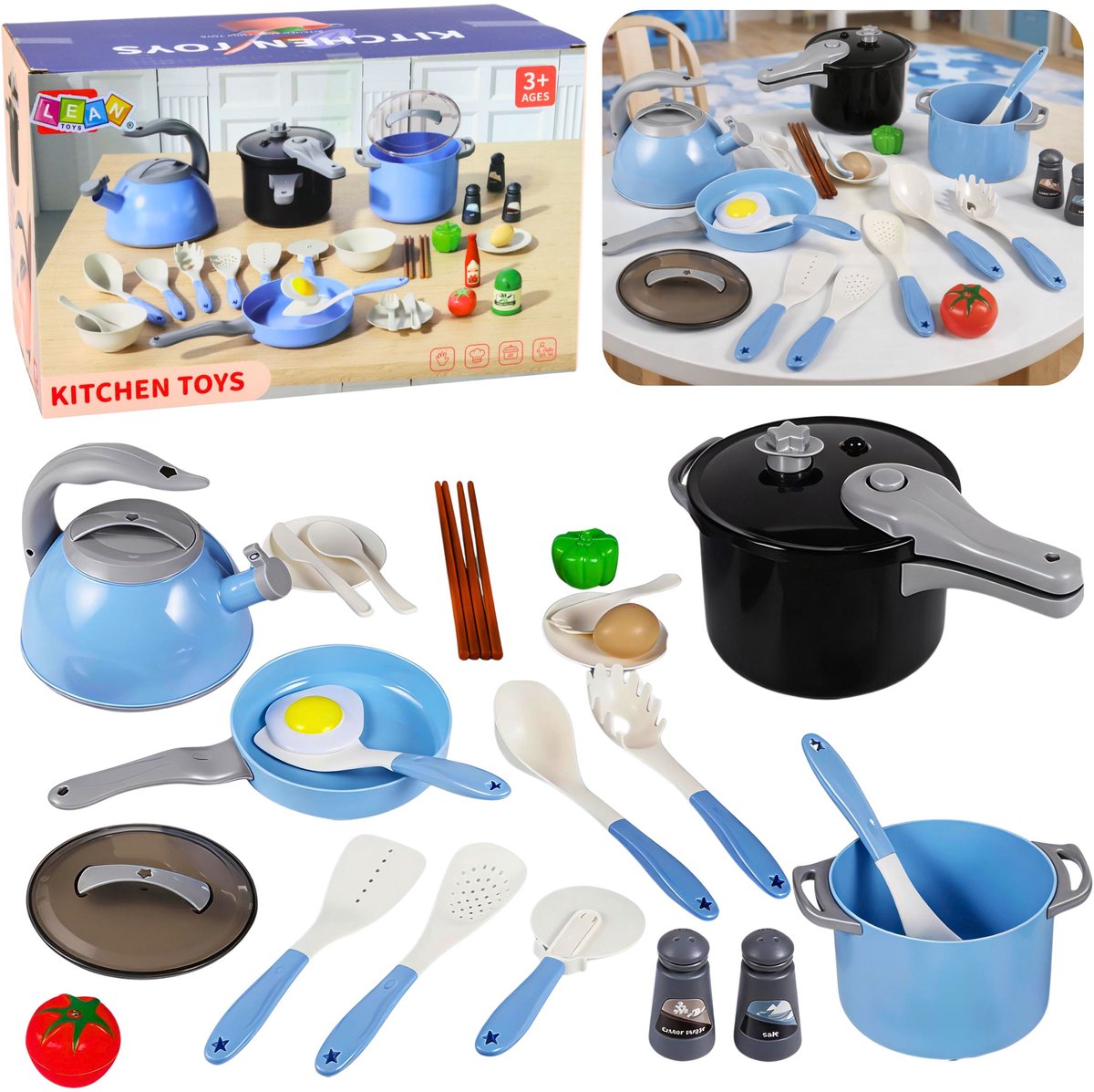 Keukengerei Set Potten Koekenpan Waterkoker Accessoires Blauw 32 St. - UNI