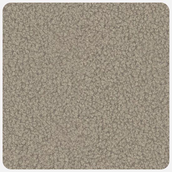 Beige sierkussenstof met een zachte, krullende teddy bouclé textuur.