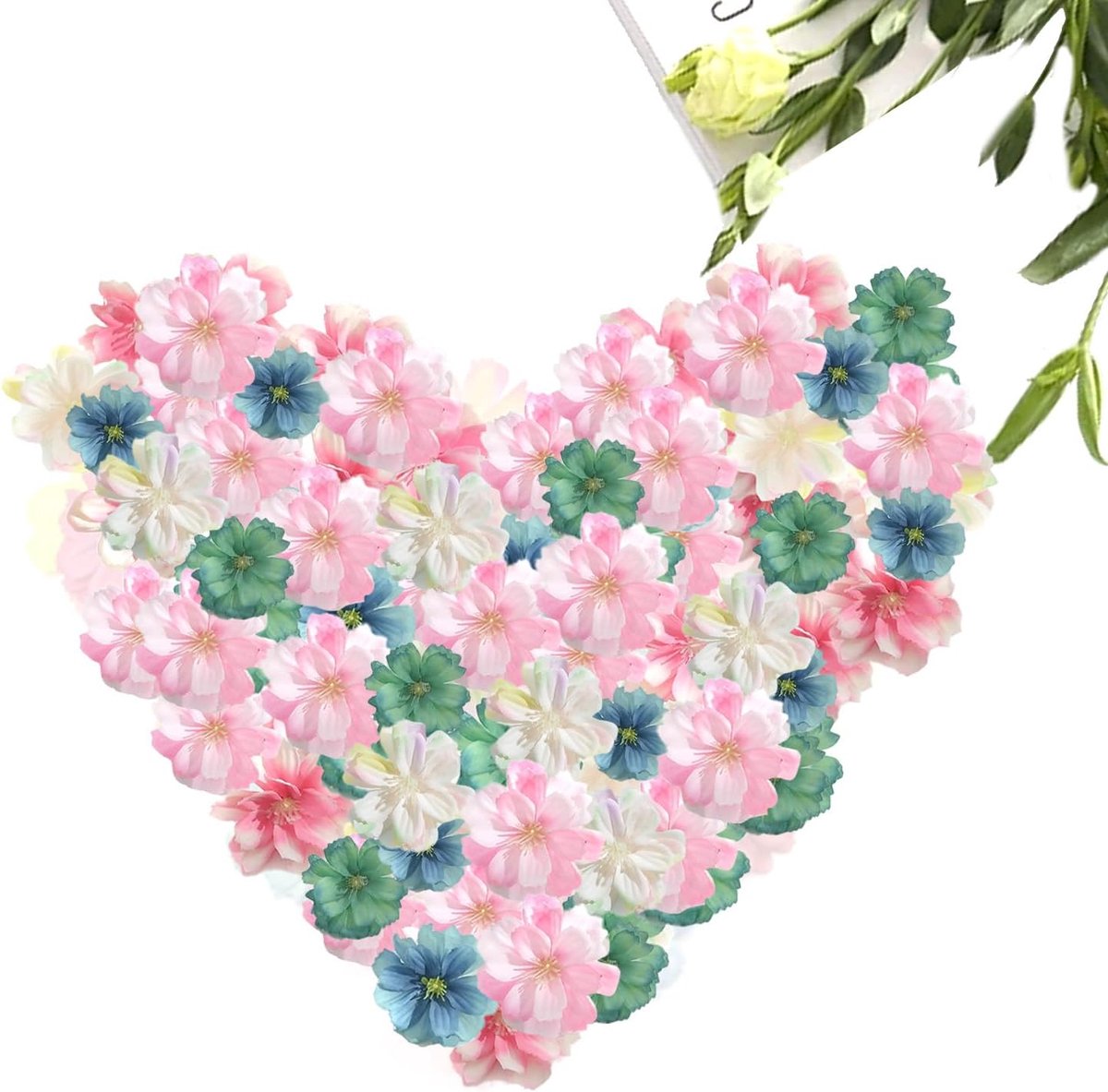 SnelShoppen - 60 Stuks Kunstbloem Hoofden, Mini Bloem Hoofden Decoratie, Zijden Bloemen voor Knutselen, Creatieve Bloemen voor DIY Bruiloft, Feest, Ha