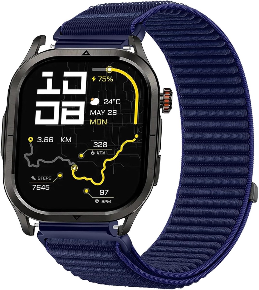 SnelShoppen - Nylon Vervangende Sport Loop Horlogeband voor KOSPET Magic P10 - Donkerblauw - Ademend, Comfortabel en Verstelbaar voor Buitenactiviteit
