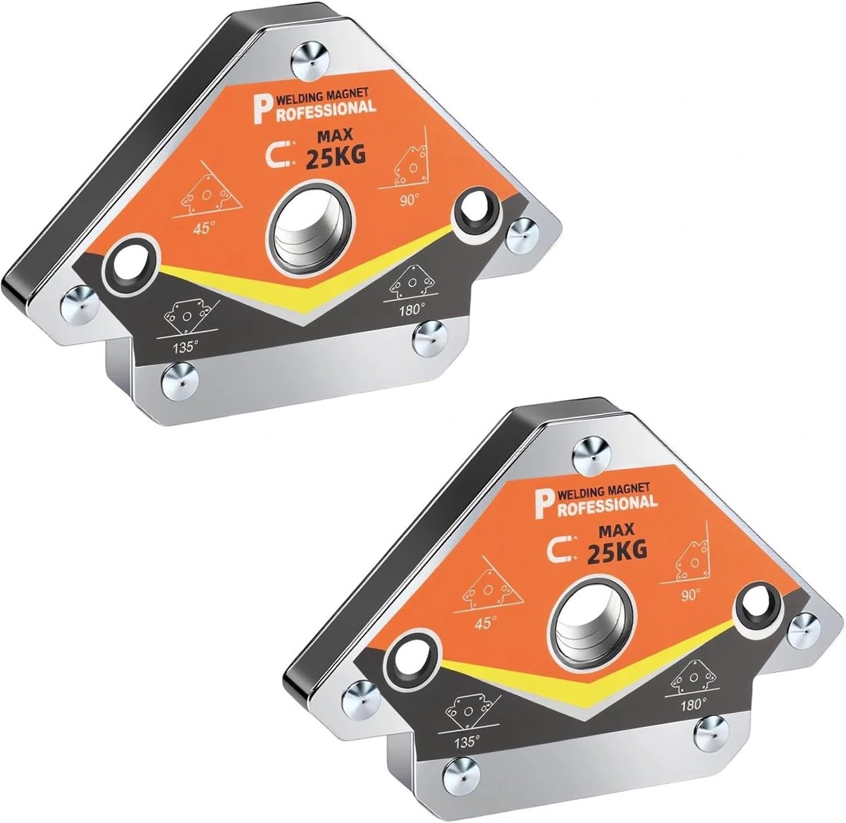 2 x welding magnet, robust welding angle, 25 kg welding magnet, 45°, 90°, 135° and 180° welding aid, for precise - ShopVlot