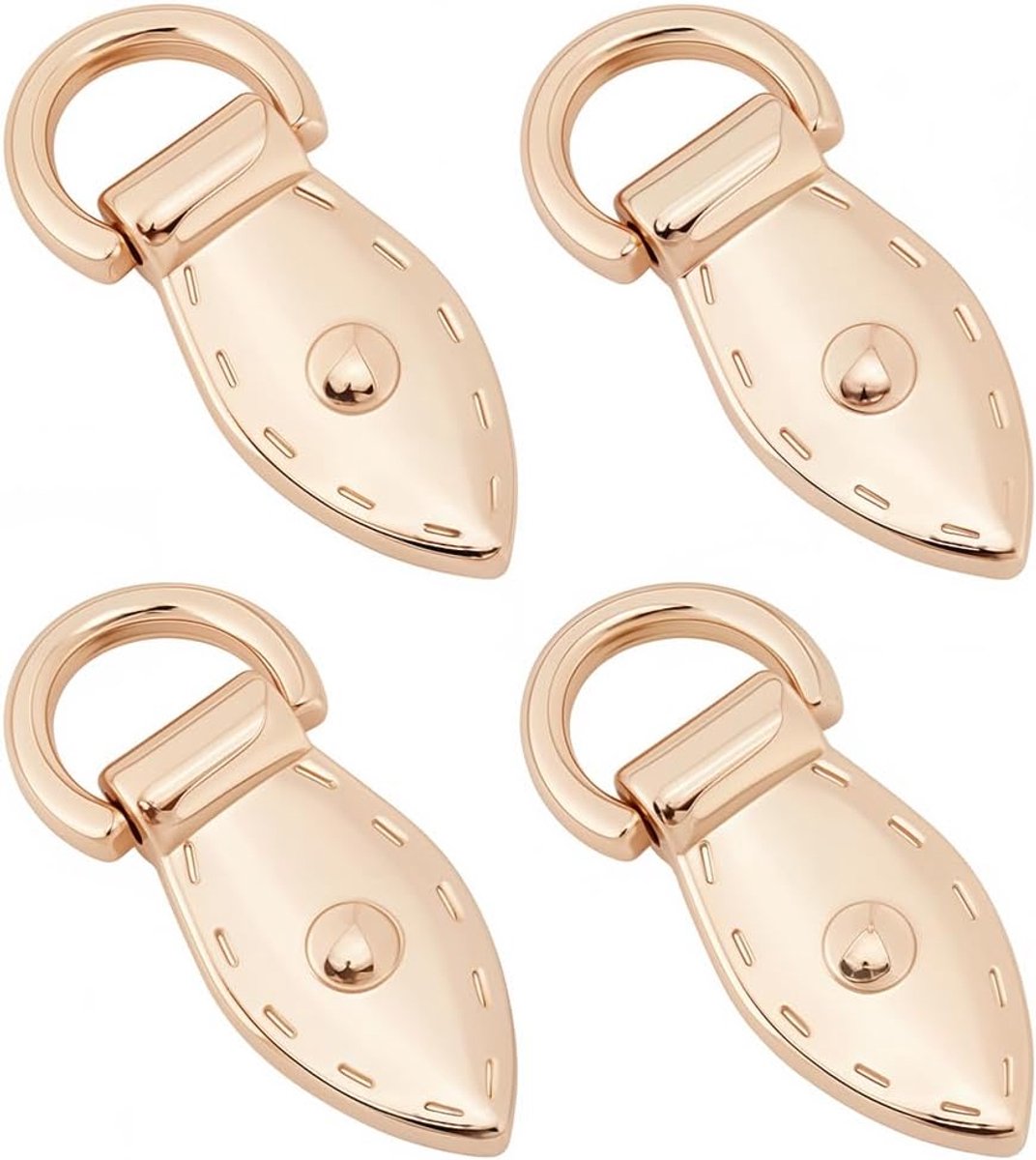 SnelShoppen - 4 Stuks Handtas Zijclip Haken Metaal Bladvorm D Ringen voor Portemonnee Gouden Tasriem Bevestigingshaak Legering Afneembare D-Ring Porte