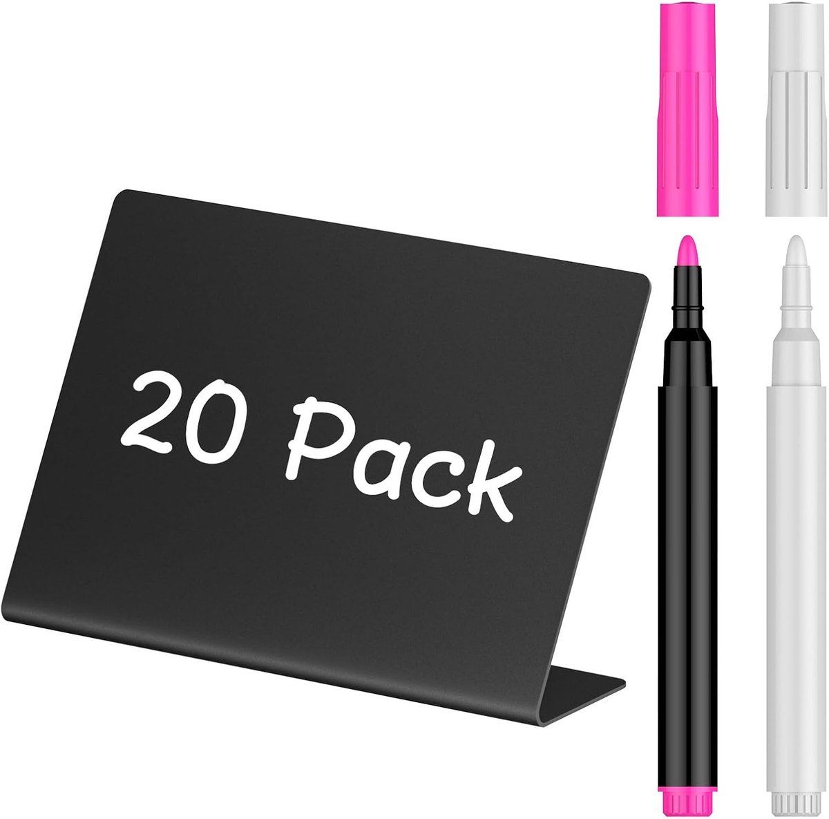 SnelShoppen - Set van 20 Mini Voedingsborden met Signaalmarkers, Herbruikbare Matte PVC Voedingslabels voor Feest, Buffet, Bruiloft