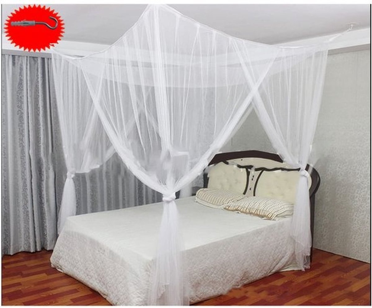 Bedhemel Grote Binnenruimte - Polyester - Vierkante Hemel - Luxe Gordijnen - Uniek Ontwerp - Comfortabele Slaap - Bedgordijn