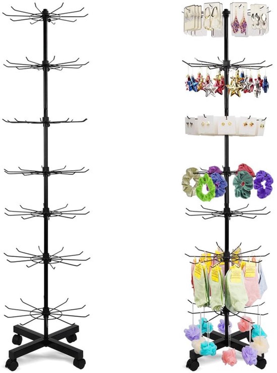 Sieradenstandaard 7-laags - Draaibare Display Standaard - Sieradenhouder voor Kettingen/Sjaals - Zwart/IJzer - Robuust en Duurzaam - Displaystandaard