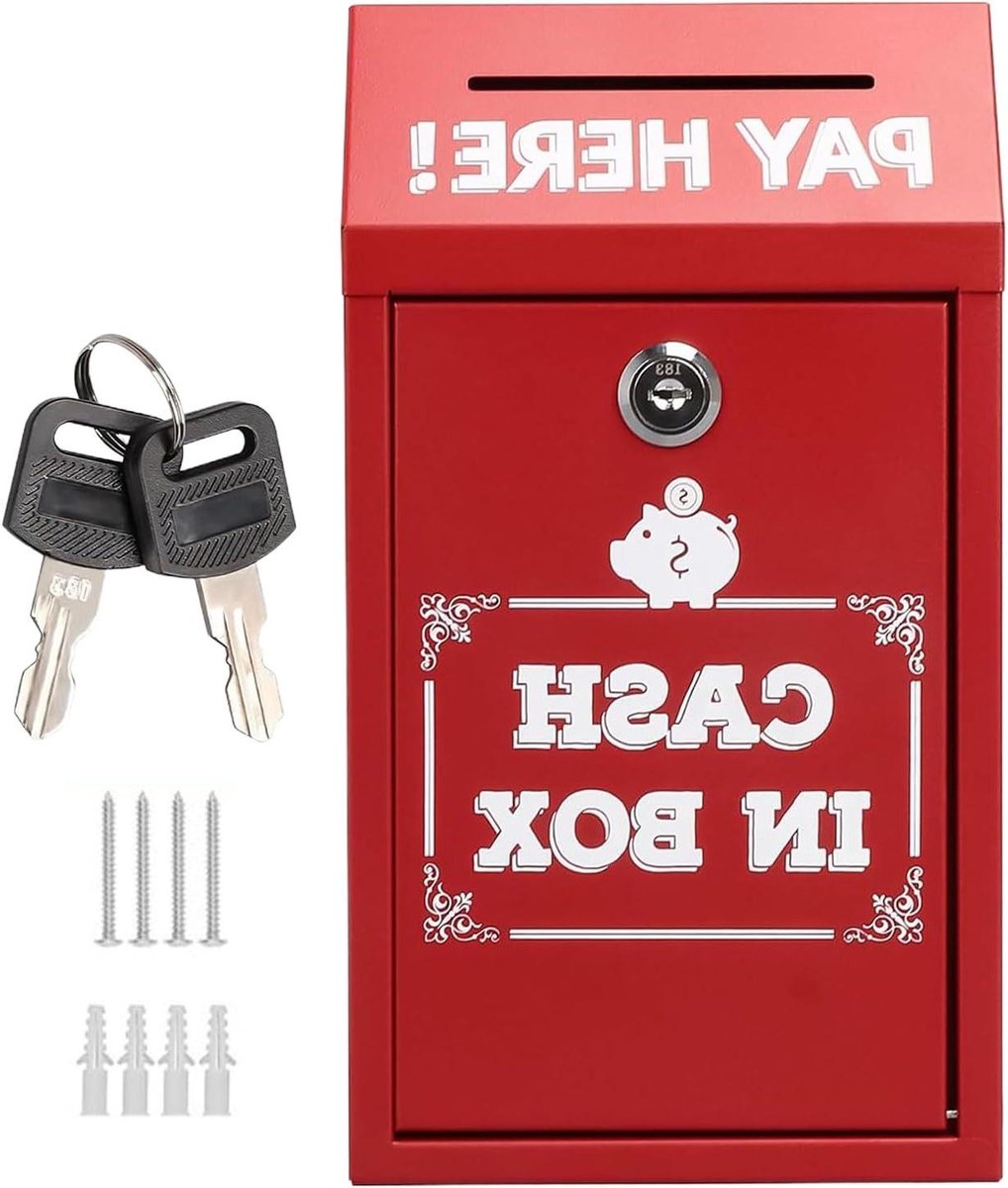 Donatiebox Wandmontage - Geldkist Veilige - Geld Opbergen - Met Sleuf - 10x16x10 cm - Rood