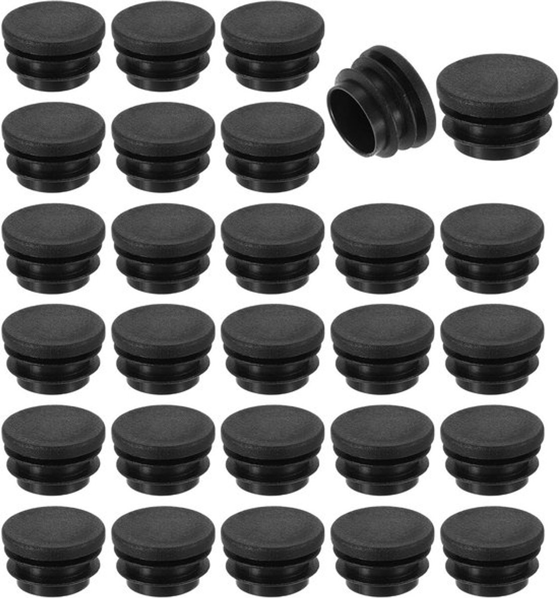 28 Stuks Ronde Dekkapjes, Zwarte Blindstoppen, Polyethyleen Buiskappen 28mm voor Meubelpoten, Stoelen en Racks