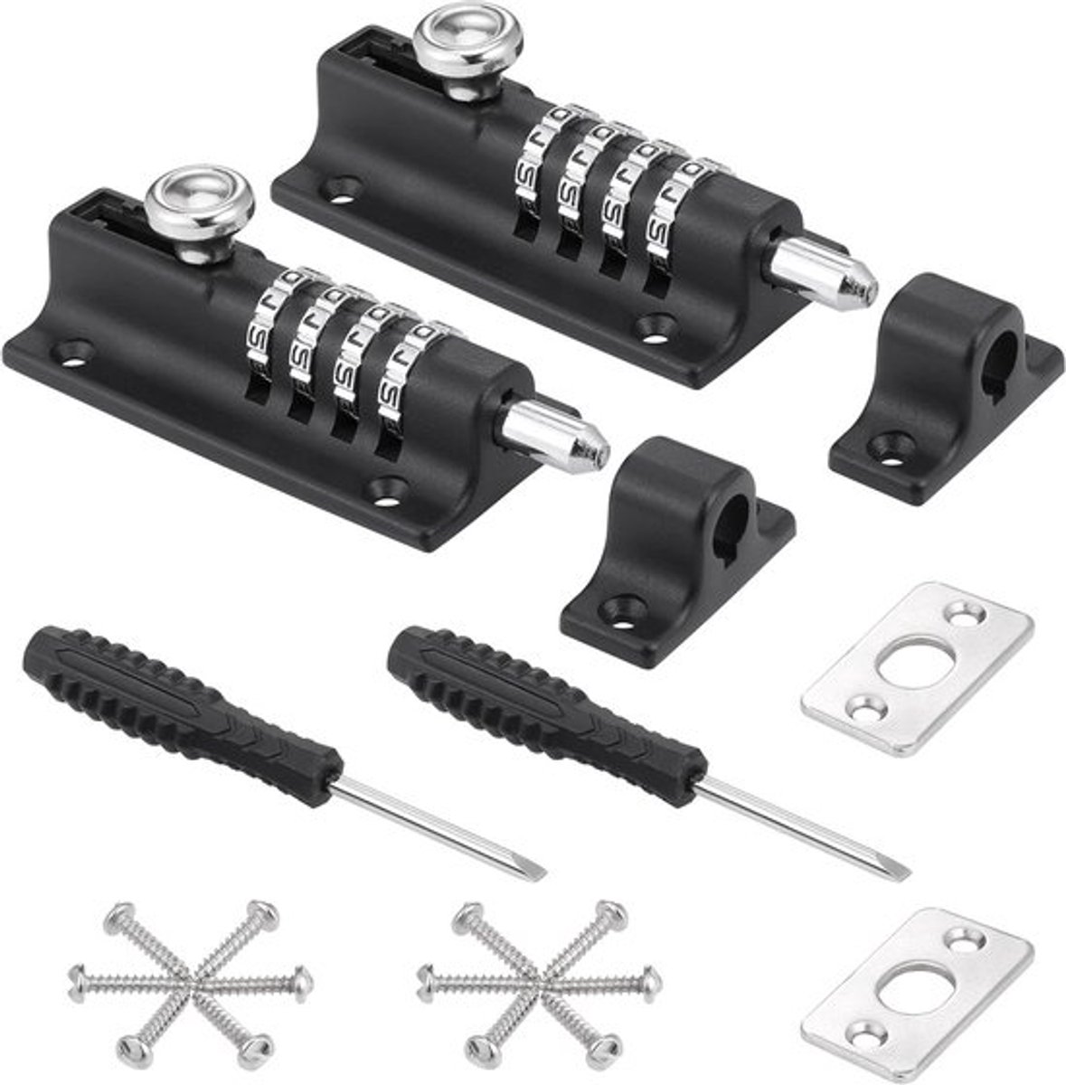 Zware Combinatieslot Deurbeugel met Schroeven, 4-Cijferige Combinatieslot voor Houten Poorten, Duurzaam en Roestvrij Staal Veiligheidsmechanisme