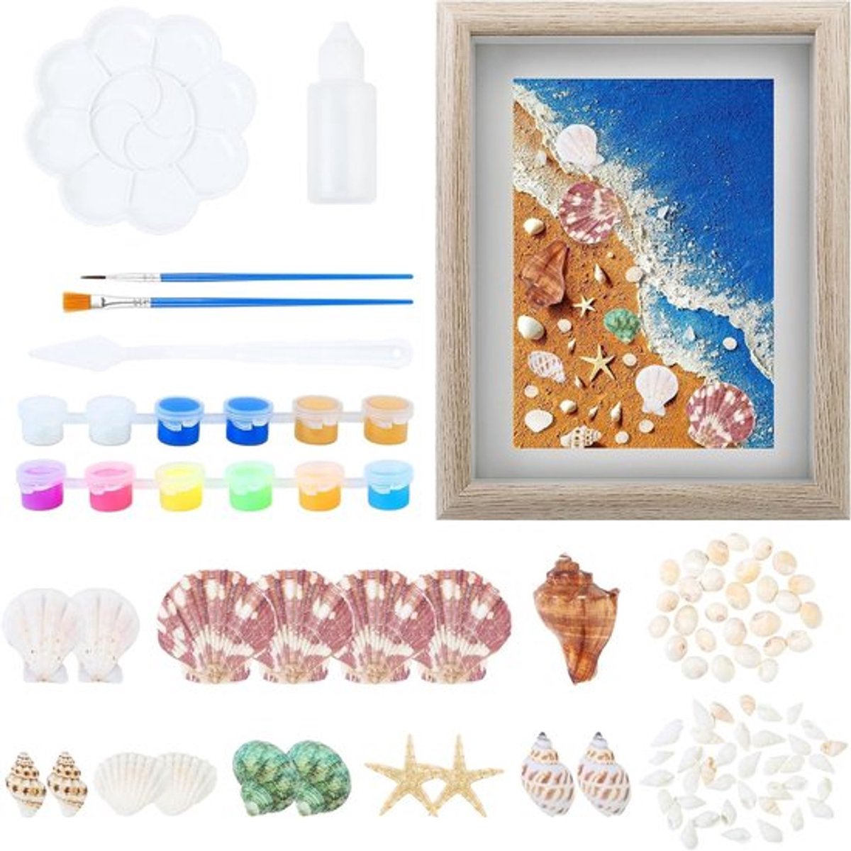 6 x 8 inch Natuurlijke Schelp Sterrenbeeld DIY Fotolijst Set voor Creatief Gebruik in Badkamer, Slaapkamer en Woonkamer Decoratie