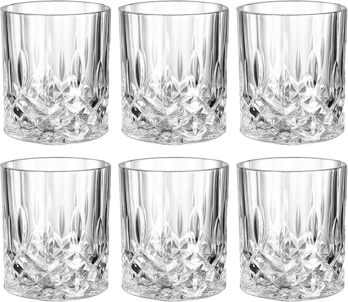 Set van 6 Transparante Whisky Glazen, Multifunctionele Drinkbekers voor Sap, Koffie en Bier, 300 ml, Geschikt voor Bars en Restaurants