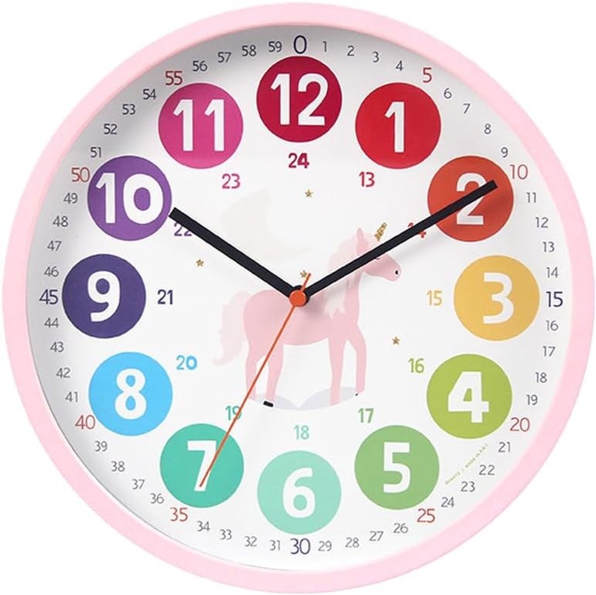 Kleurige Leerklok voor Kinderen, 25 cm Stille Wandklok, Educatieve Klok voor Jongens en Meisjes, Ideaal voor de Slaapkamer en Tijdleren