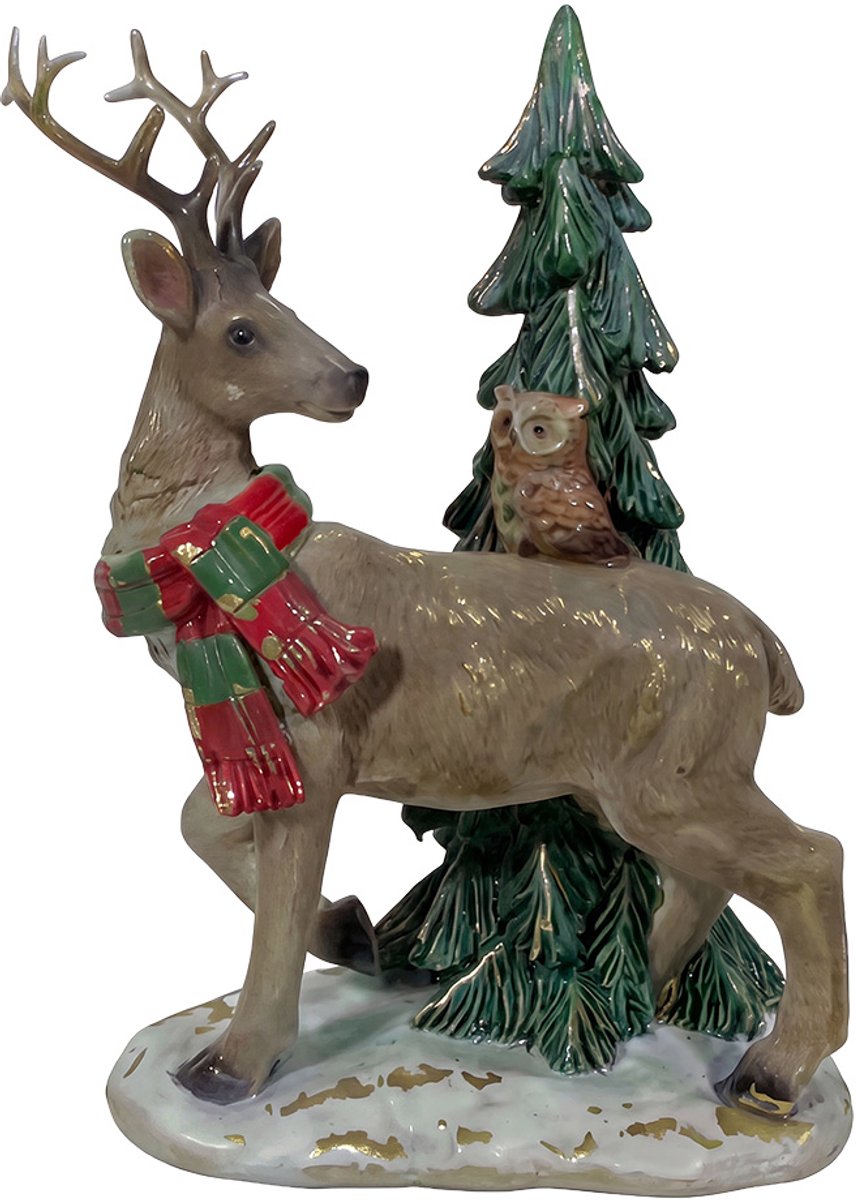Clayre & Eef Decoratie Beeld Hert 14x11x20 cm Bruin Kunststof