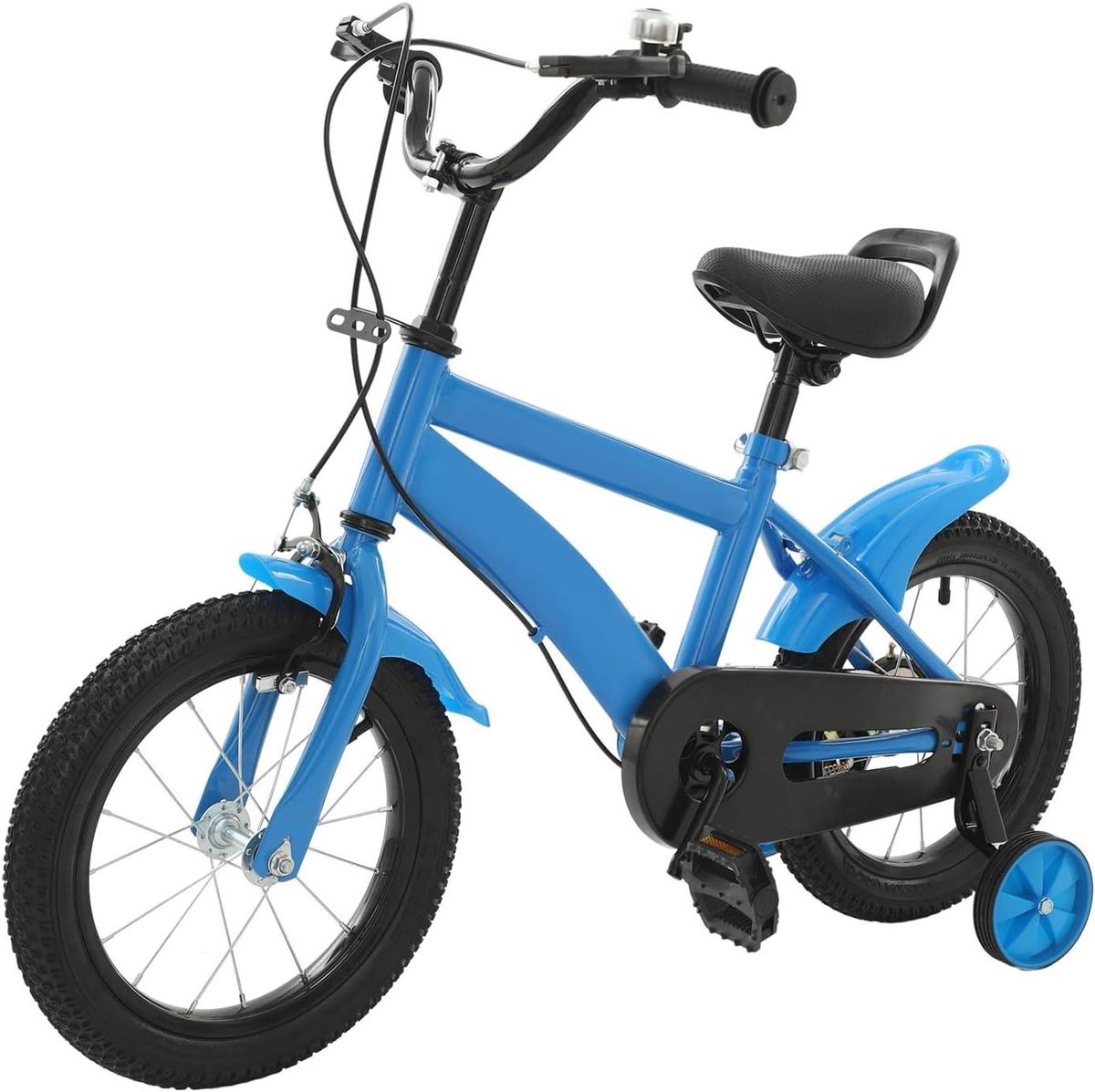 Kinderfiets 14 inch Loopfiets met wielen Veilig leren fietsen In hoogte verstelbaar 14 inch Blauw zwart