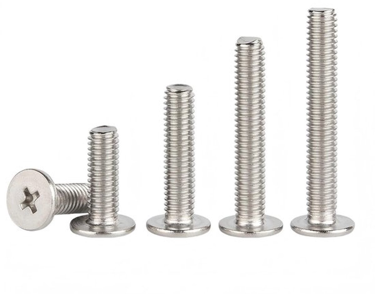 Kopschroeven 20 stuks - M6 x 10 mm - Dunne Platte Kopschroeven - Roestvrij Staal 304 - Machineschroeven - Corrosiebestendig - Schroeven