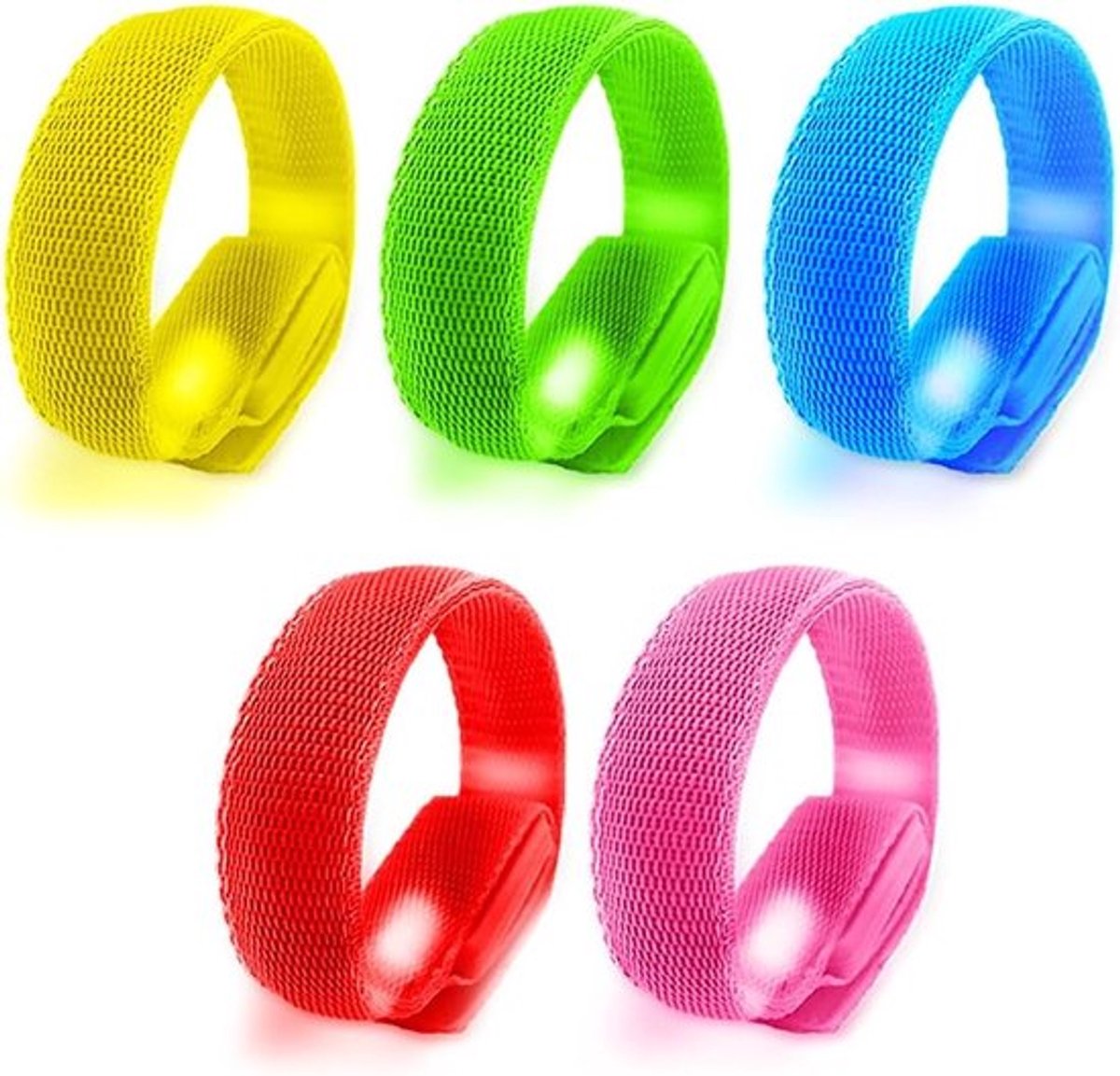 Kleurige LED Slap Armbanden voor Kinderen, 5 Stuks, Lichtgevende Accessoires voor Feesten en Sportactiviteiten