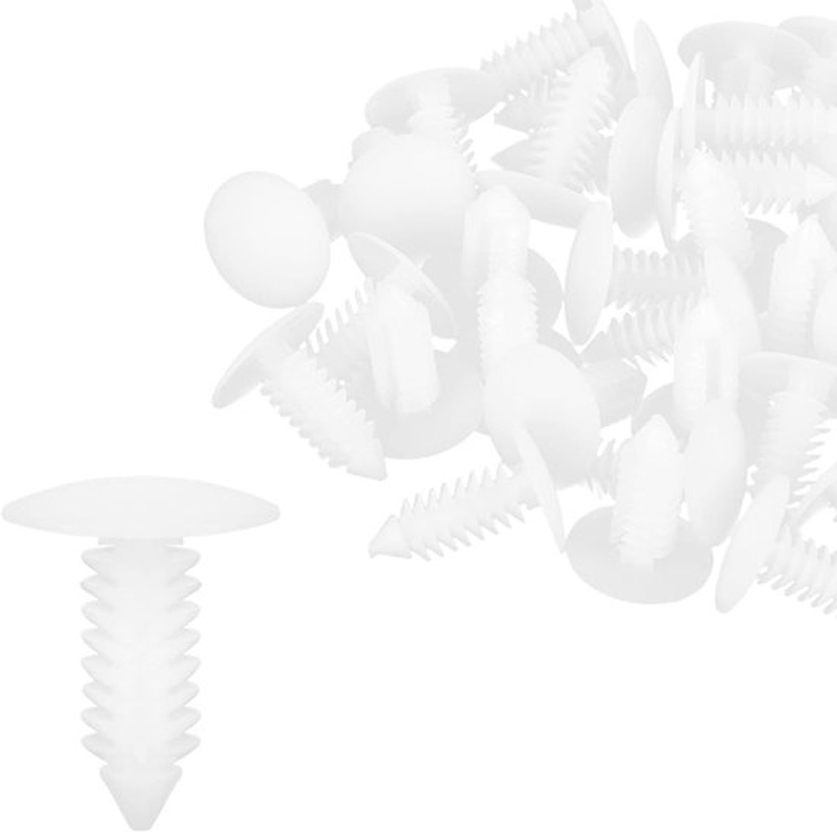 Set van 40 kunststof witte bouten en klinknagels met een diameter van 6,5 mm voor auto-interieur