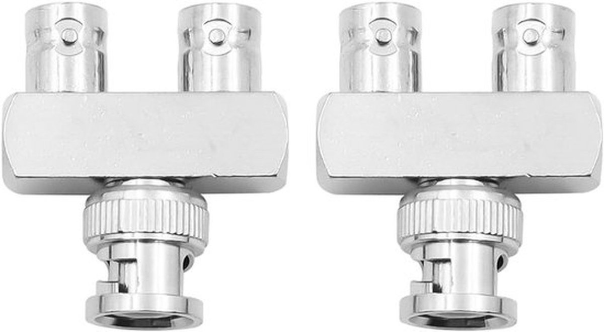 2 Stuks BNC Adapter BNC Mannelijk naar Dubbele F Type Vrouwelijk Y Type 3 Weg T Vrouwelijke Splitter voor CB Antenne, 4G Walkie Talkie en CCTV Toepassingen