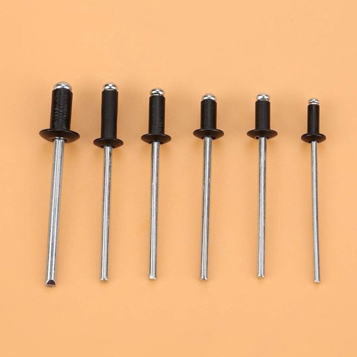 120-delige set zwarte popnagels M2.4/M3.0/M3.2/M4 - Aluminium blindpopnagels voor pneumatische en elektrische gereedschappen
