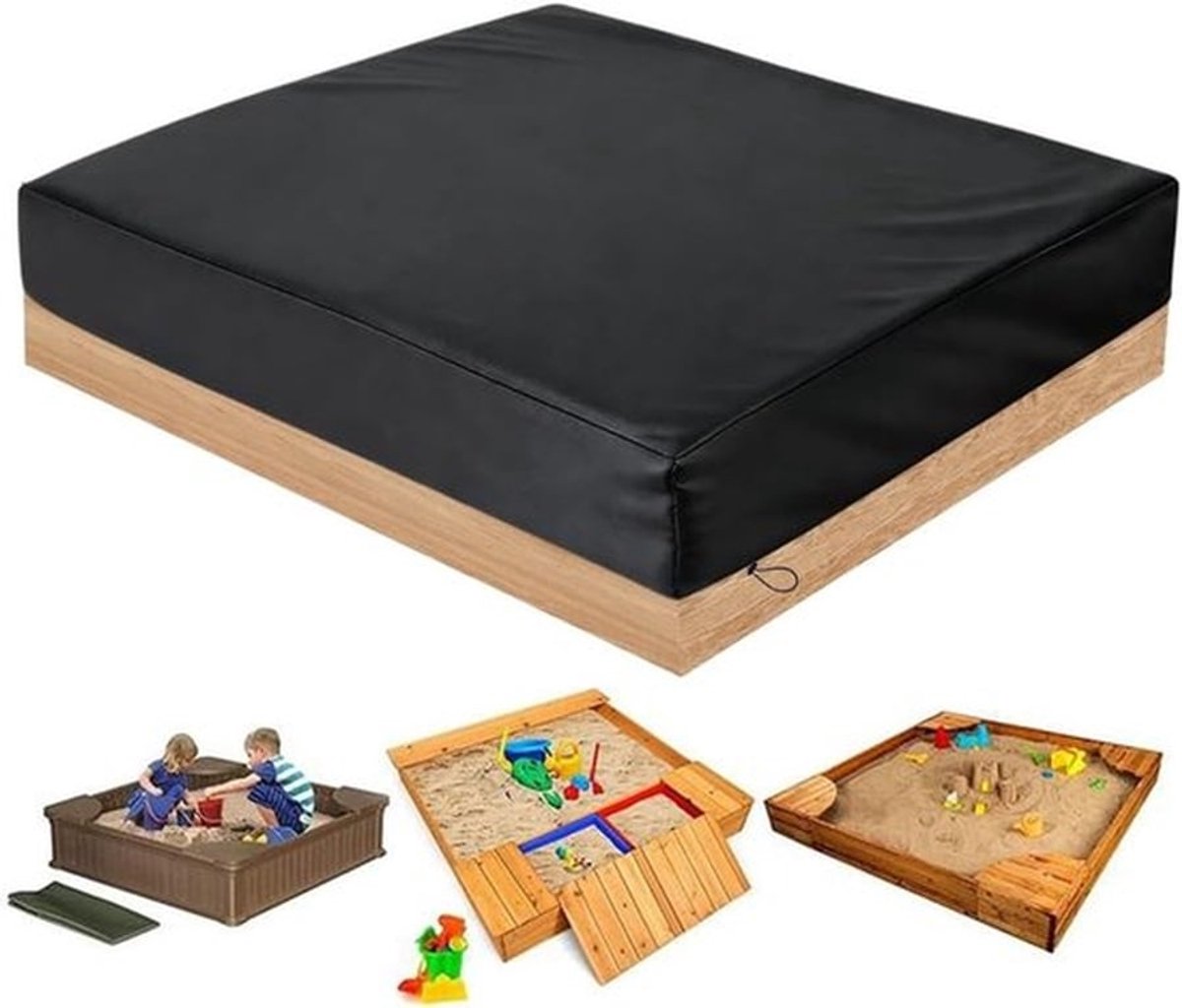 Waterdichte en stofdichte zandbakhoes 160 x 160 x 20 cm van 420D Oxford voor zandbak, zwembad en tuinbescherming