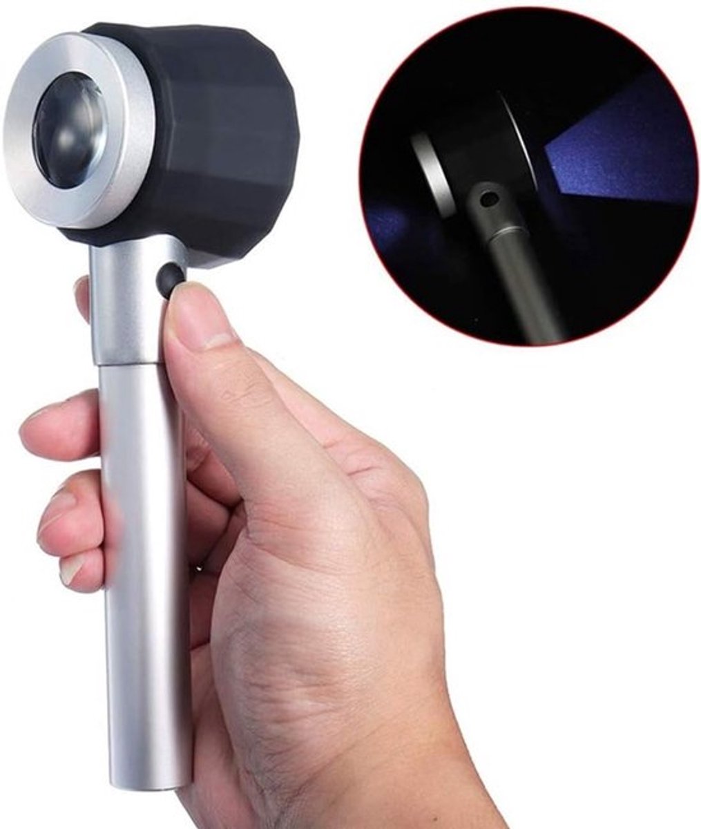 Draagbare Metalen Loepen met 10x-lens en LED-licht voor identificatie en authenticatie van textiel, sieraden en antieke objecten