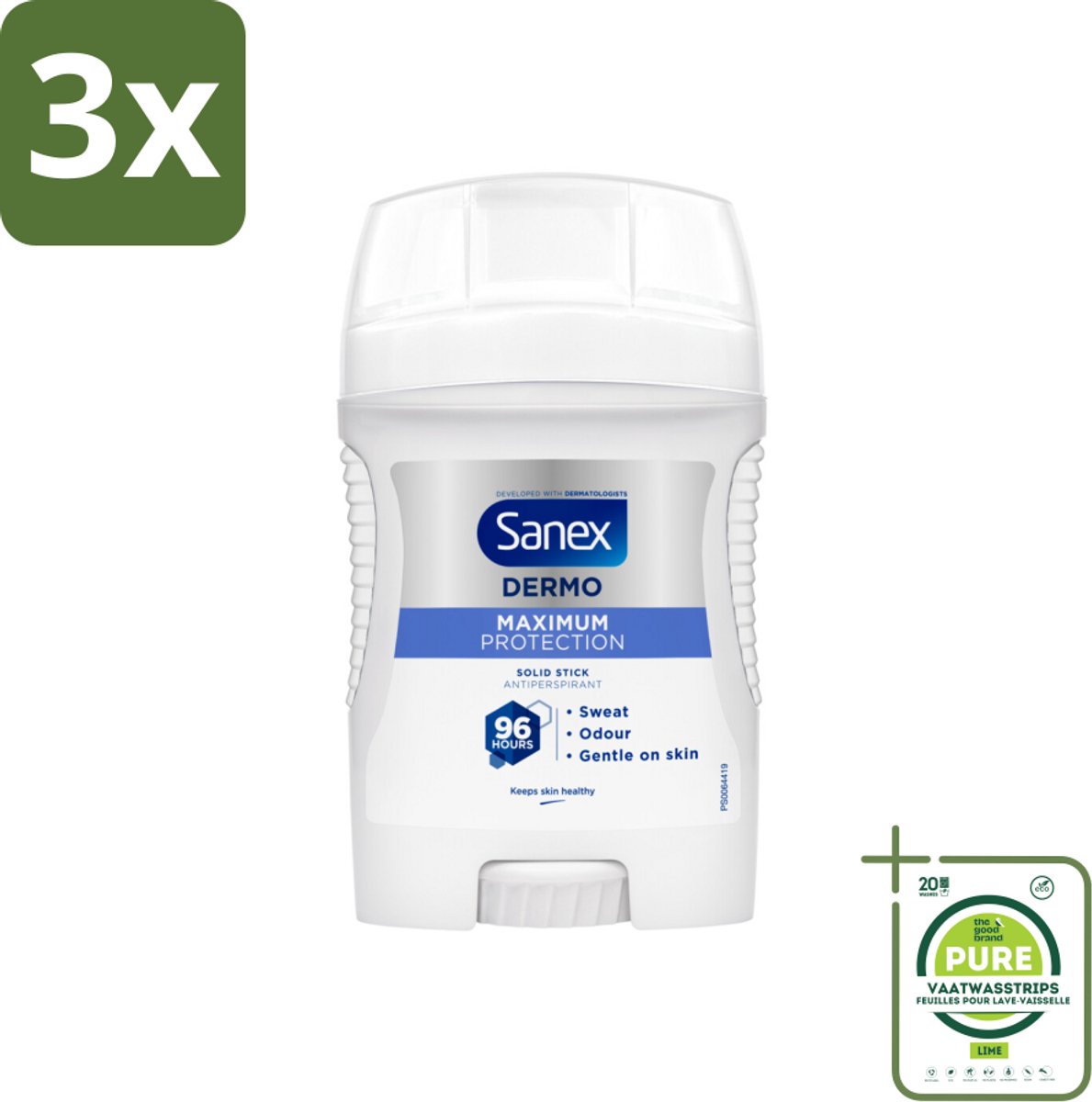 3 x Sanex – Deodorant Stick – Maximum Protection 96H – 50 ml - Grootverpakking - Anti-transpirant Stick - 96 Uur Bescherming - Zweetbestendig - Geurvervoeging - Huidbescherming