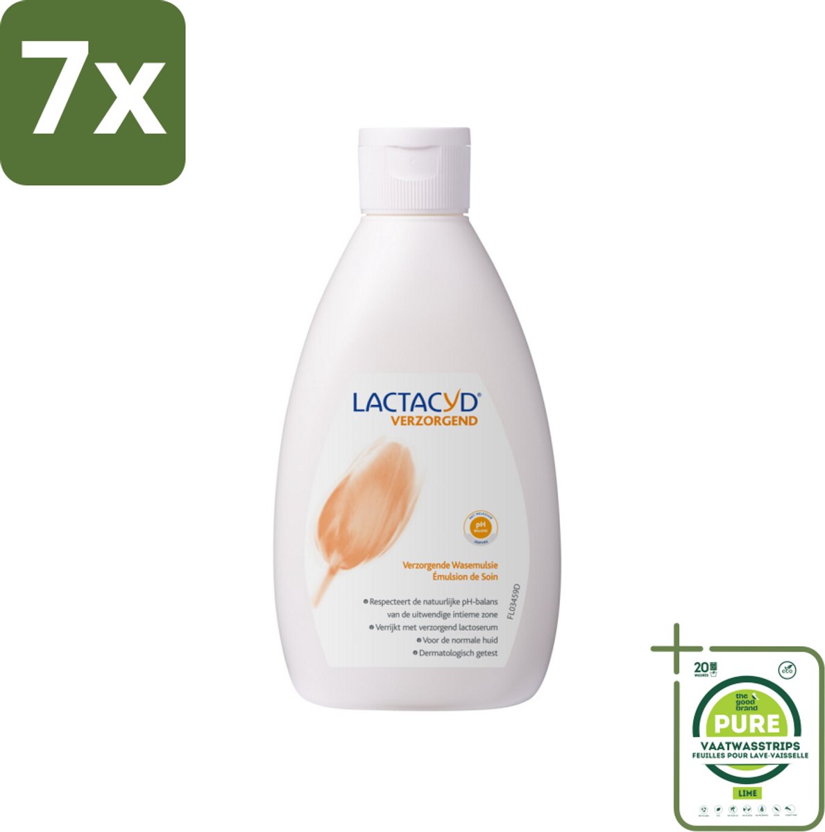 7 x Lactacyd – Verzorgende Wasemulsie – pH-vriendelijk – 300 ml - Grootverpakking - Intieme Wasemulsie - Milde Intieme Verzorging - Zeepvrij - PH-vriendelijk - Gevoelige Huid