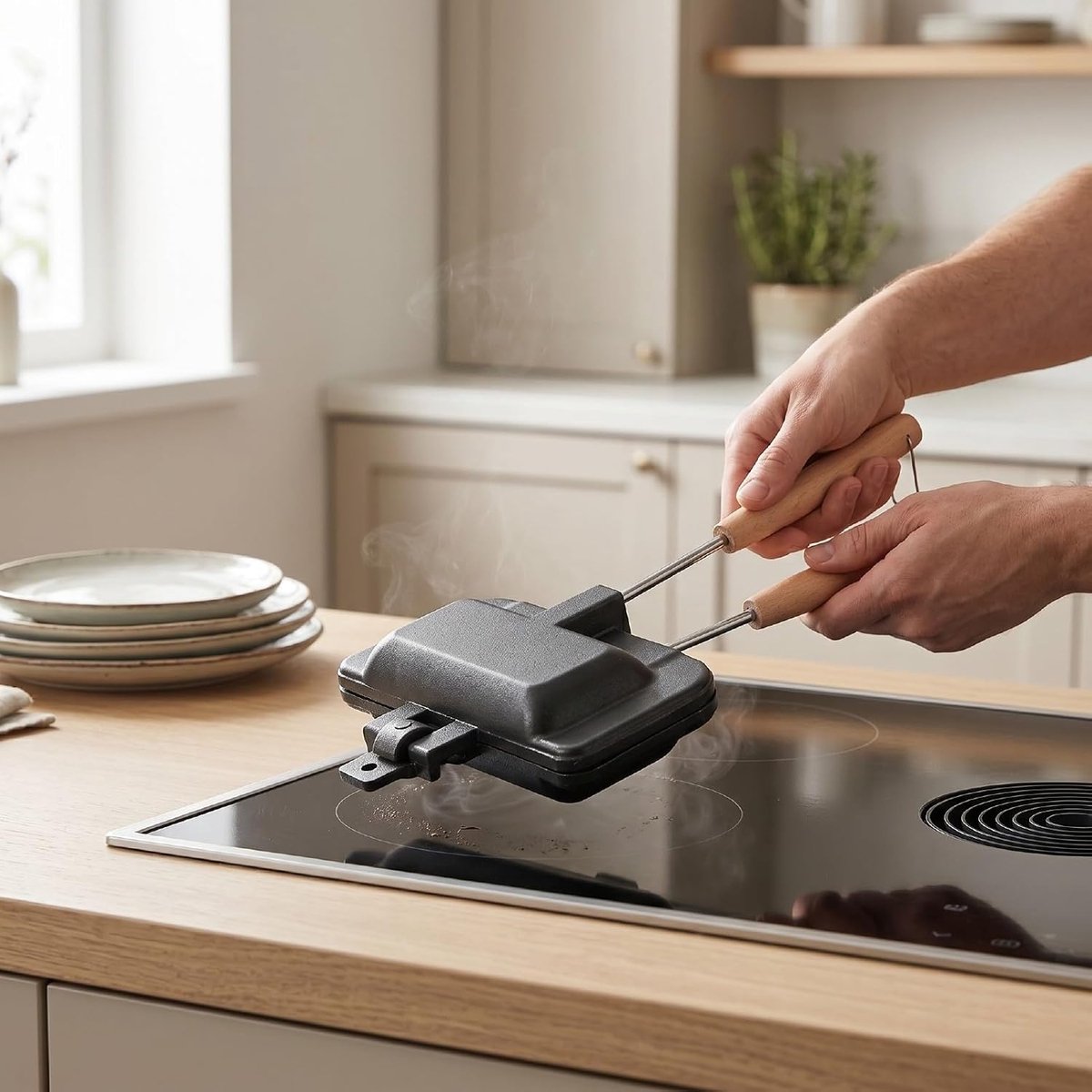 Gegrilde Kaasmaker - Panini Maker Tosti IJzer - Snelle Snacks Maken - Dubbelzijdig Non Stick