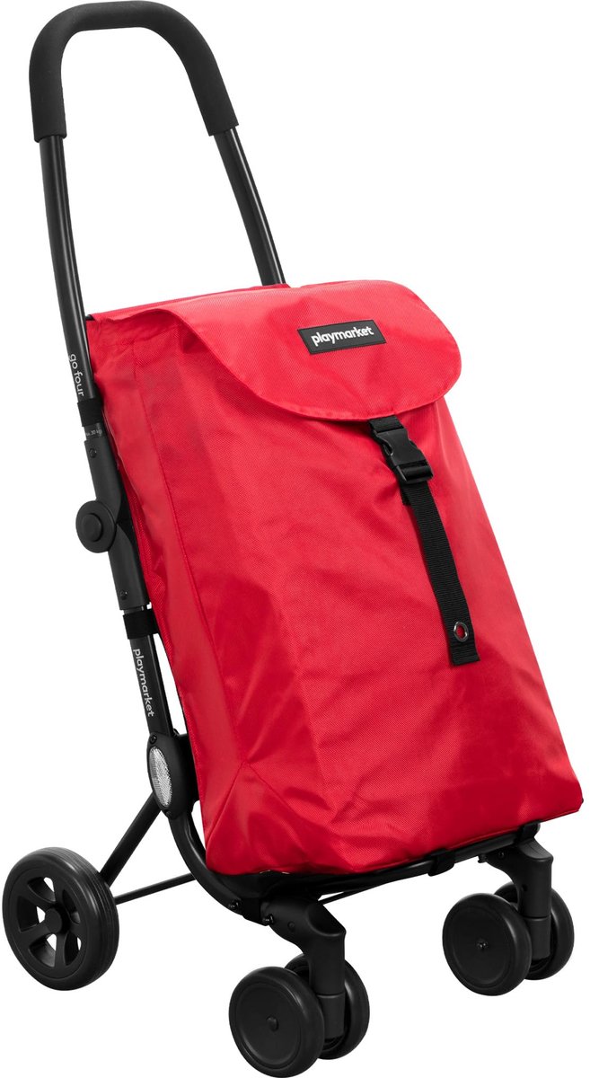 SnelShoppen - Playmarket Go Four Boodschappentrolley, lichtgewicht, opvouwbaar met verwisselbare wielen van 4 naar 2, ruime inhoud van 43 liter, ideaa